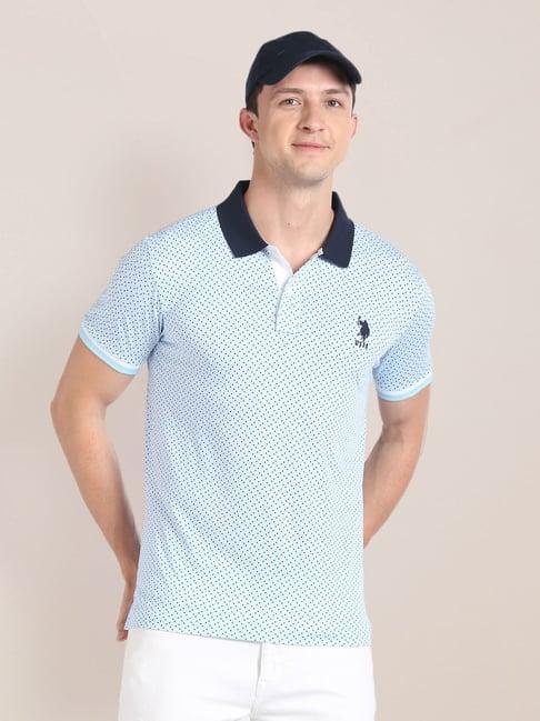 u.s. polo assn. light blue slim fit printed polo t-shirt