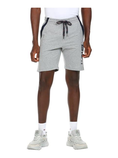 u.s. polo assn. light grey regular fit logo printed shorts
