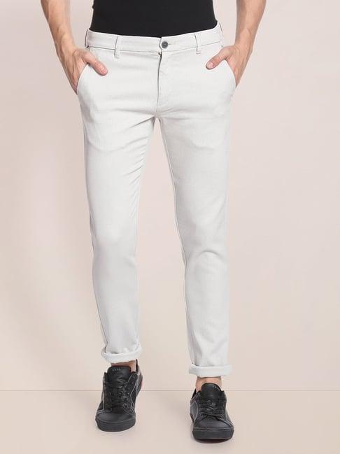 u.s. polo assn. light grey regular fit textured flat front trousers