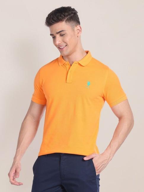 u.s. polo assn. light orange cotton slim fit polo t-shirt