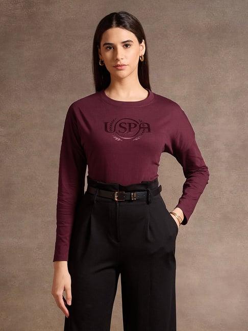 u.s. polo assn. maroon graphic print t-shirt