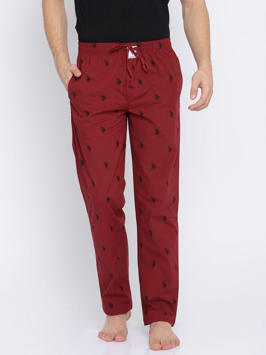 u.s. polo assn. maroon printed lounge pants i506-240-rr