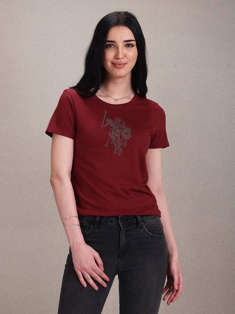 u.s. polo assn. maroon printed t-shirt