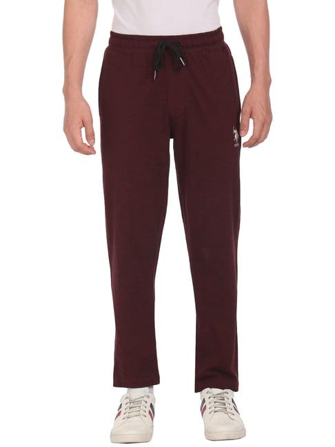 u.s. polo assn. maroon regular fit self pattern trackpants