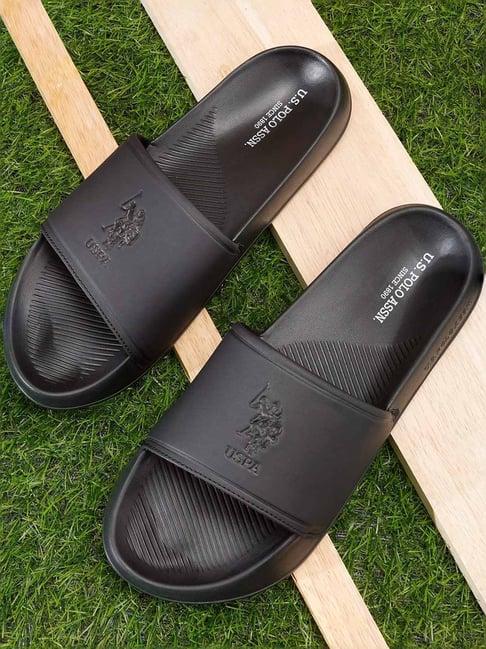 u.s. polo assn. men's black slides