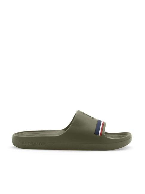 u.s. polo assn. men's green slides