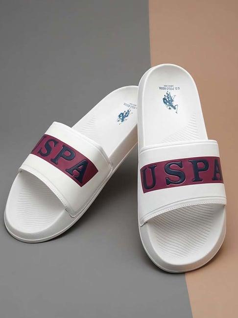 u.s. polo assn. men's harvey 5.0 white slides