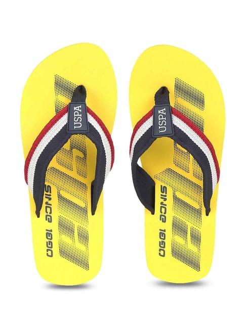 u.s. polo assn. men's ingrid white & yellow flip flops