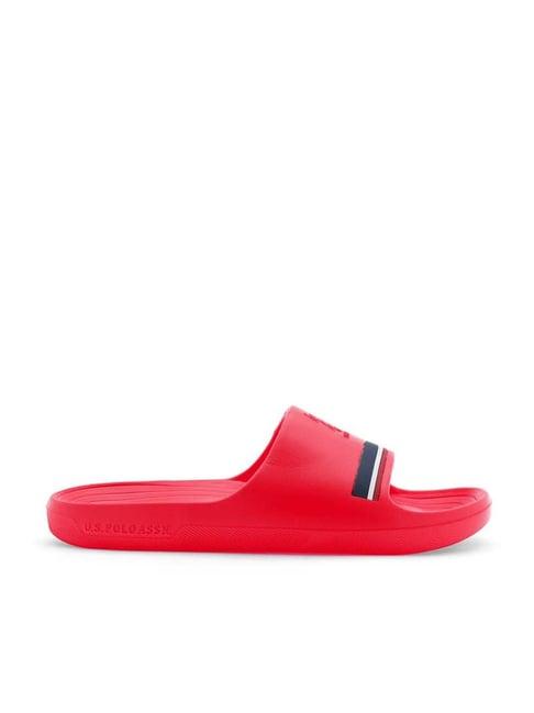 u.s. polo assn. men's red slides