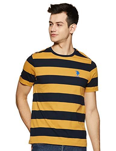 u.s. polo assn. men's regular fit t-shirt mineral yellow/navy l (pack of 1)