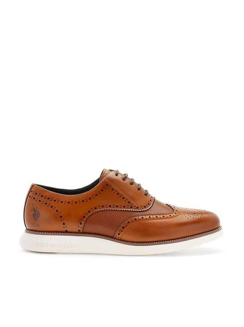 u.s. polo assn. men's tan brogue shoes