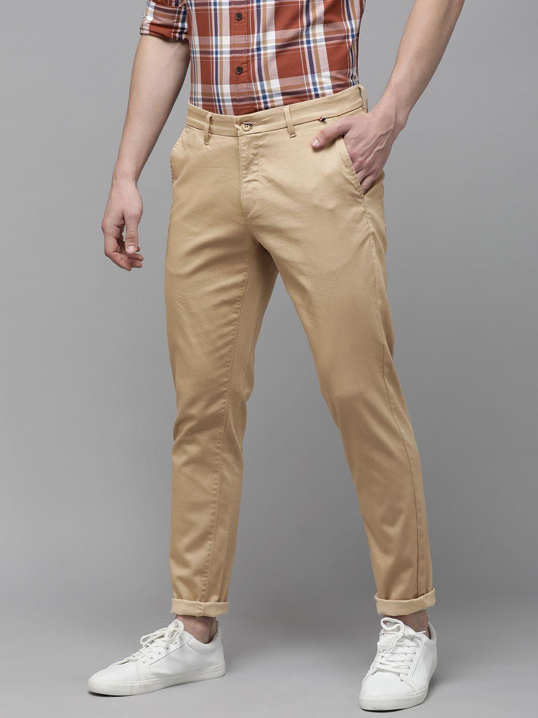 u.s. polo assn. men beige printed austin trim fit regular trousers