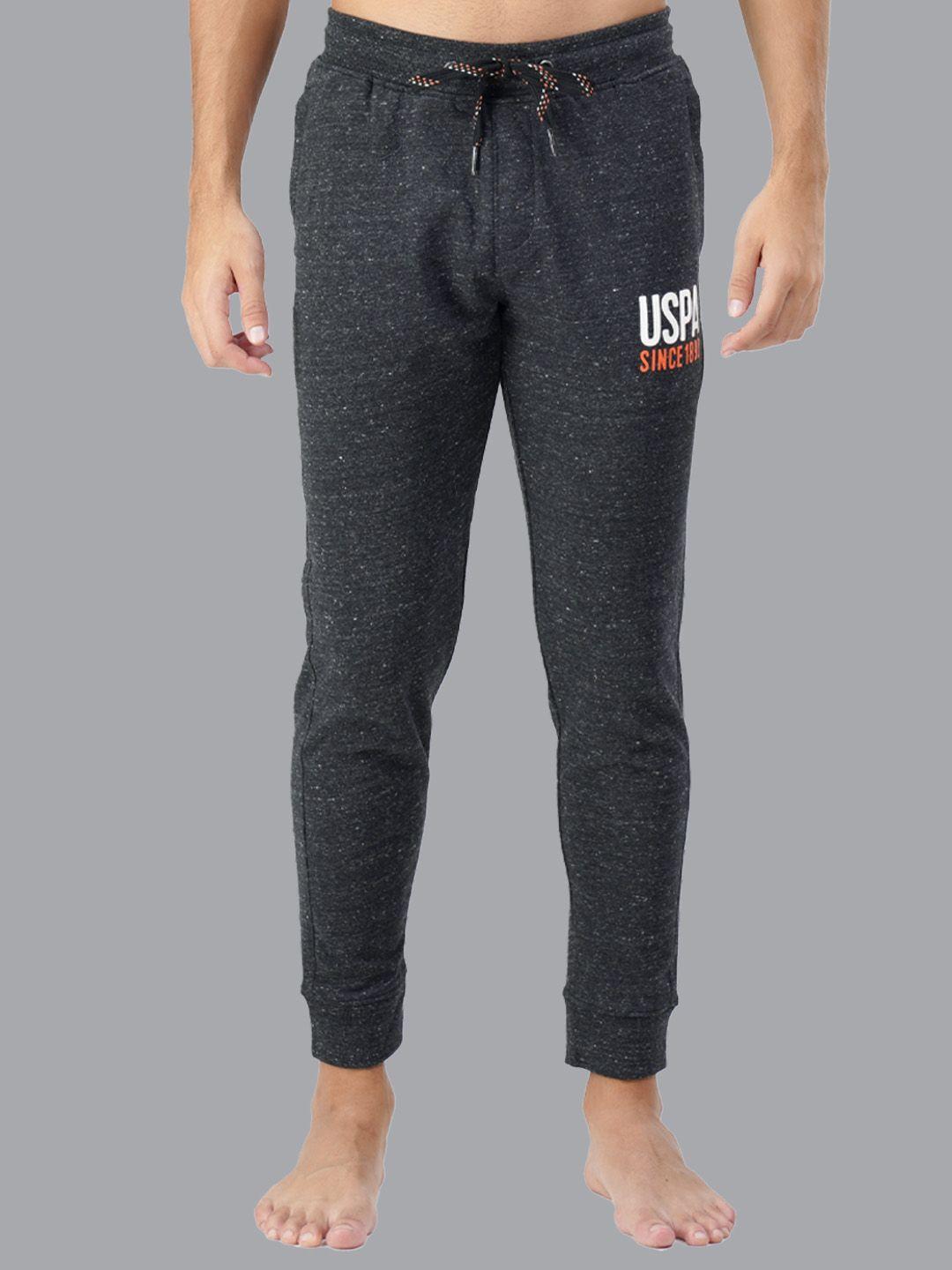 u.s. polo assn. men black & grey self-design straight-fit joggers