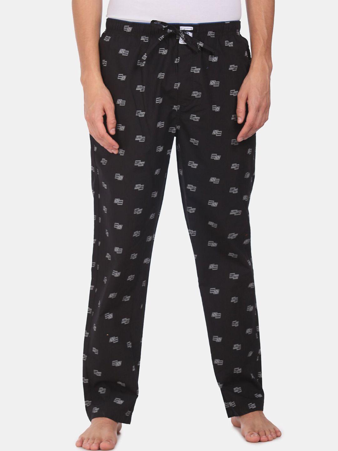 u.s. polo assn. men black & white printed cotton lounge pants