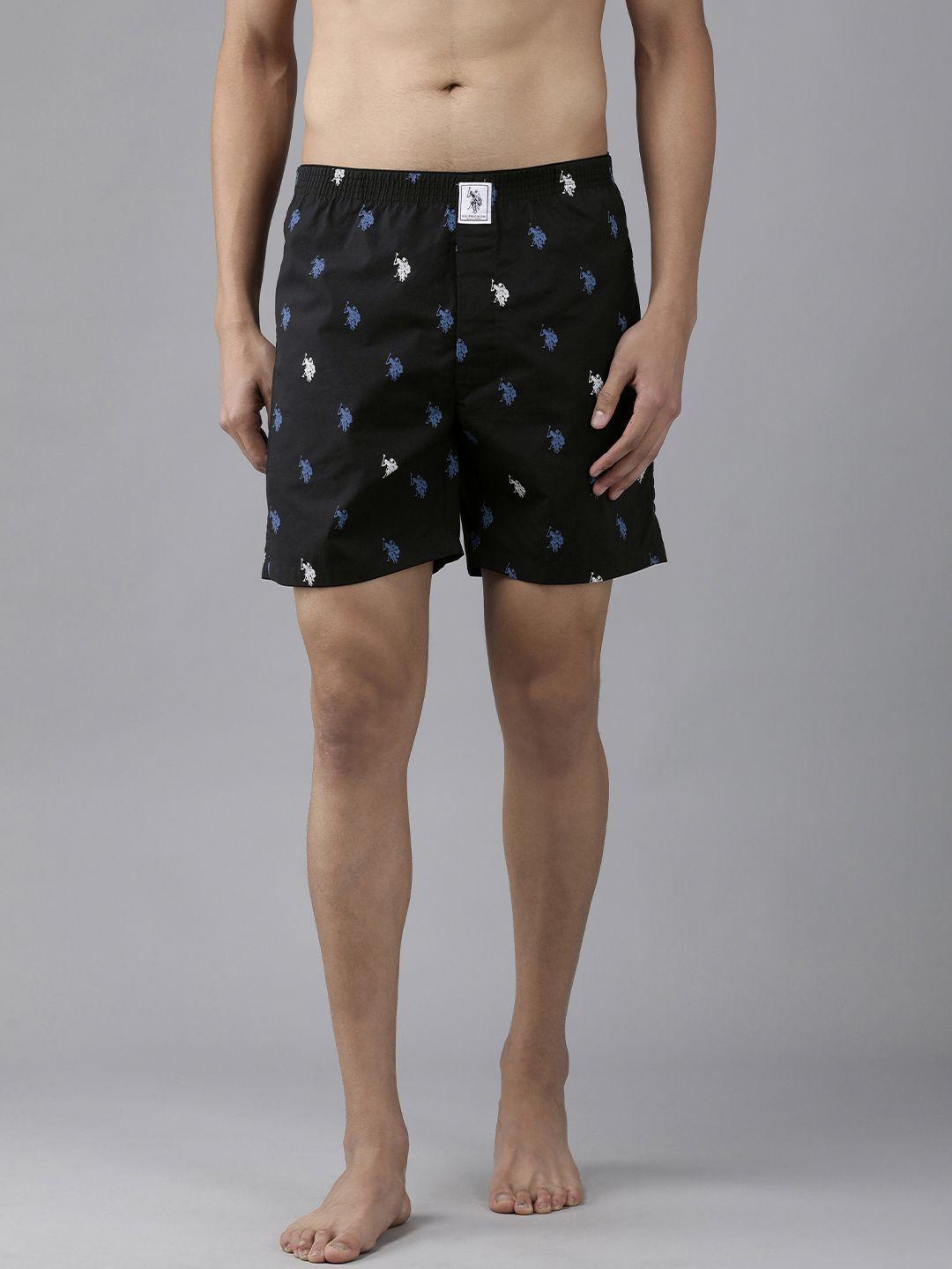 u.s. polo assn. men black printed cotton boxers