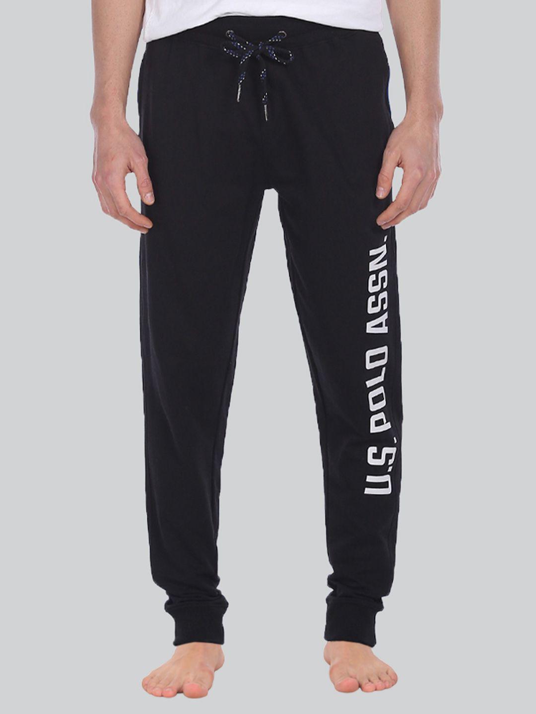 u.s. polo assn. men black printed joggers