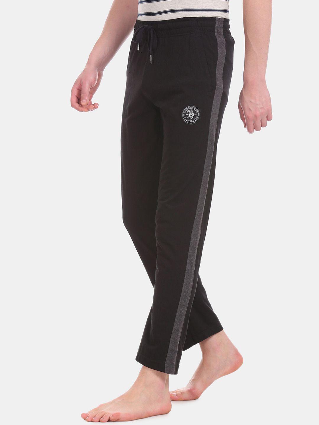 u.s. polo assn. men black solid lounge pants