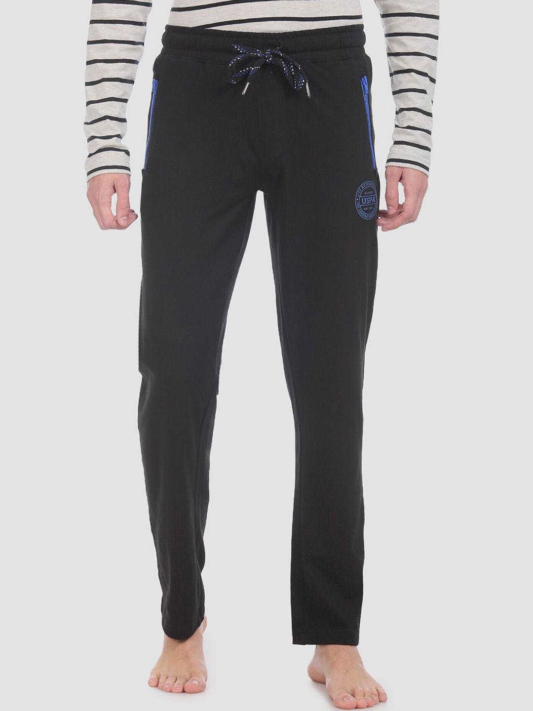 u.s. polo assn. men black solid lounge pants