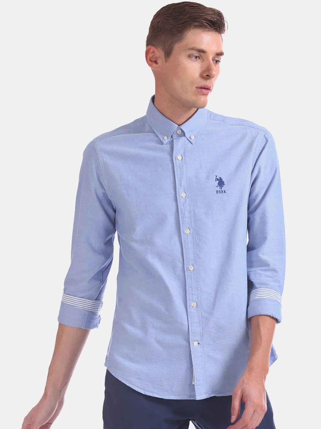 u.s. polo assn. men blue casual shirt