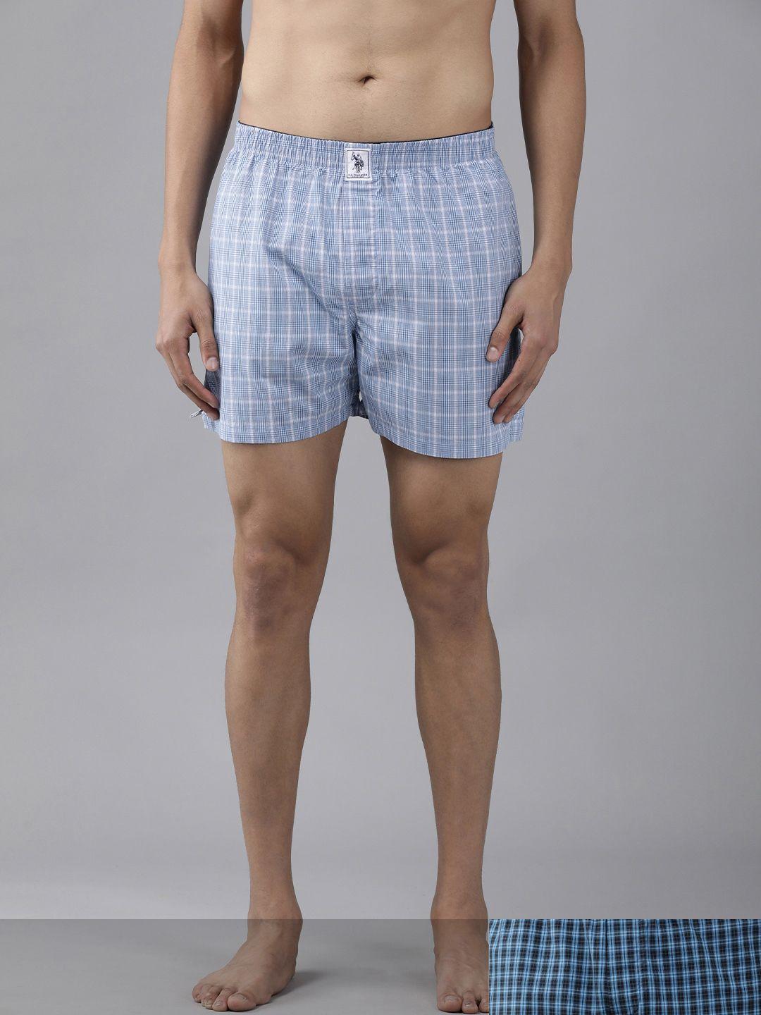 u.s. polo assn. men blue printed cotton boxers