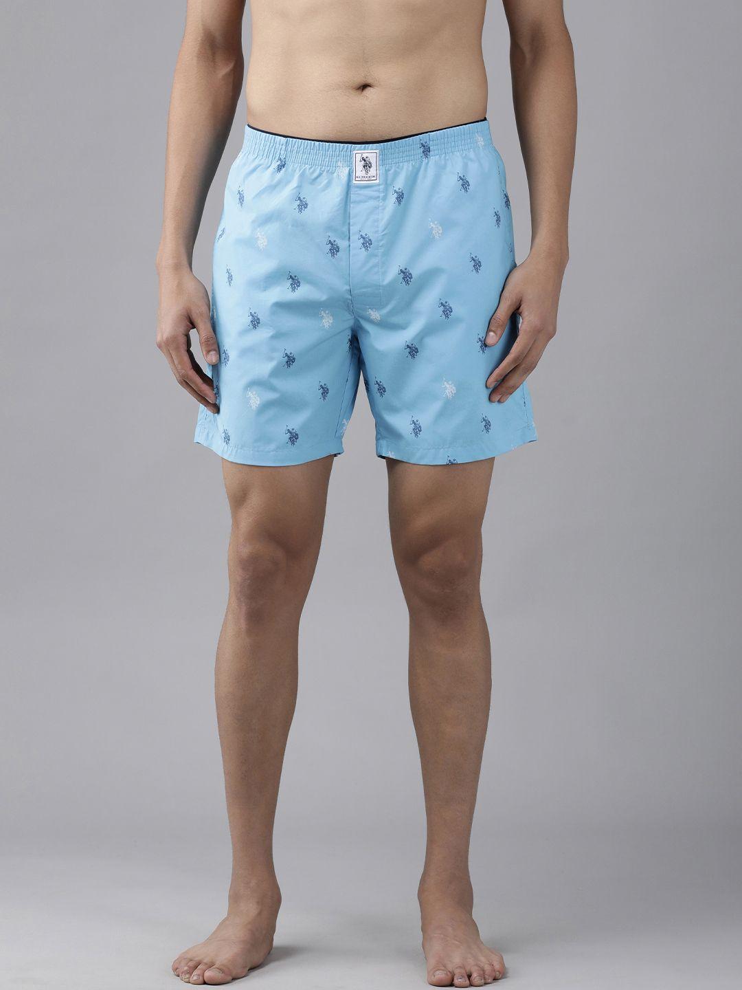 u.s. polo assn. men blue printed cotton boxers