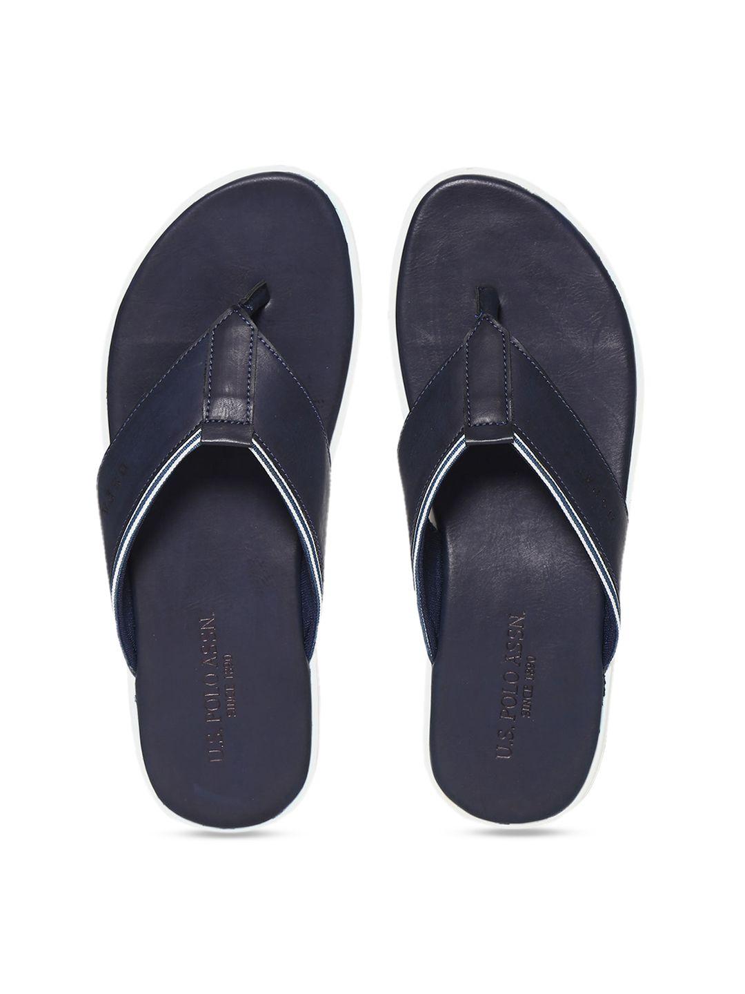 u.s. polo assn. men blue solid comfort sandals