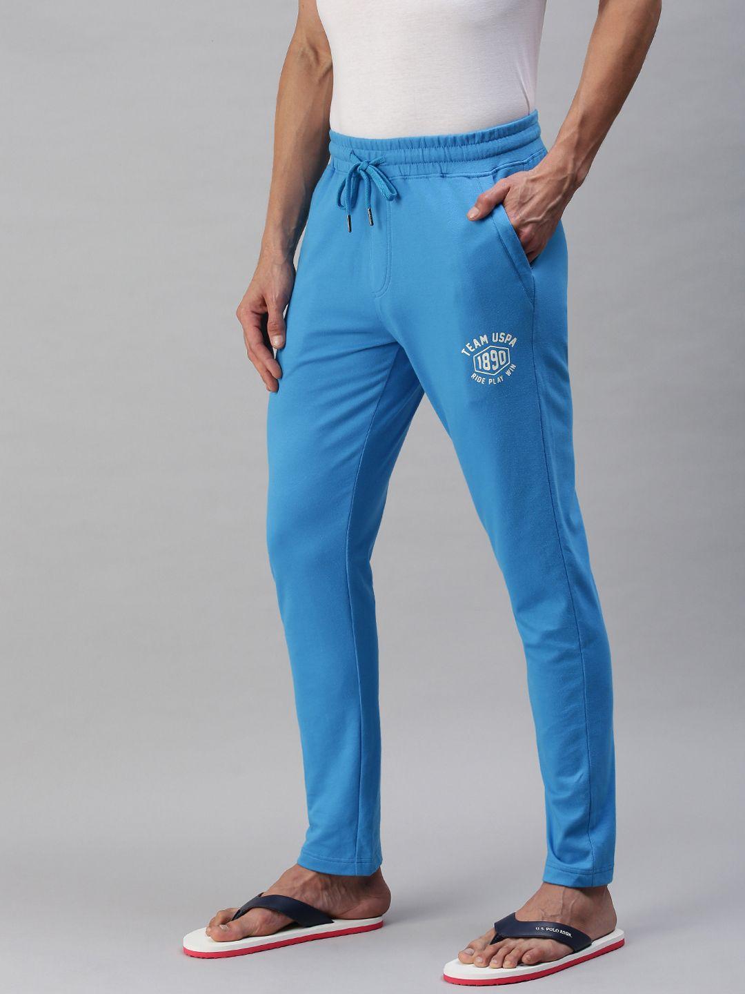 u.s. polo assn. men blue solid lounge pants