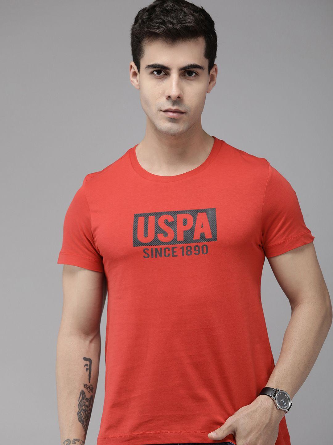 u.s. polo assn. men brand logo printed pure cotton slim fit t-shirt