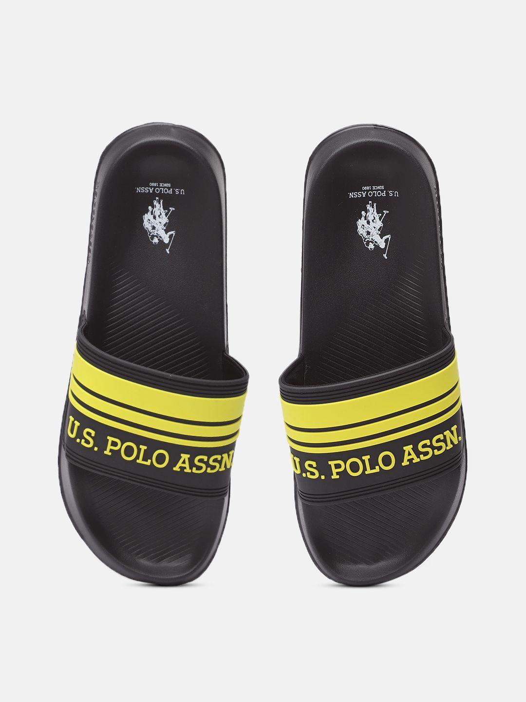 u.s. polo assn. men brand logo printed sliders