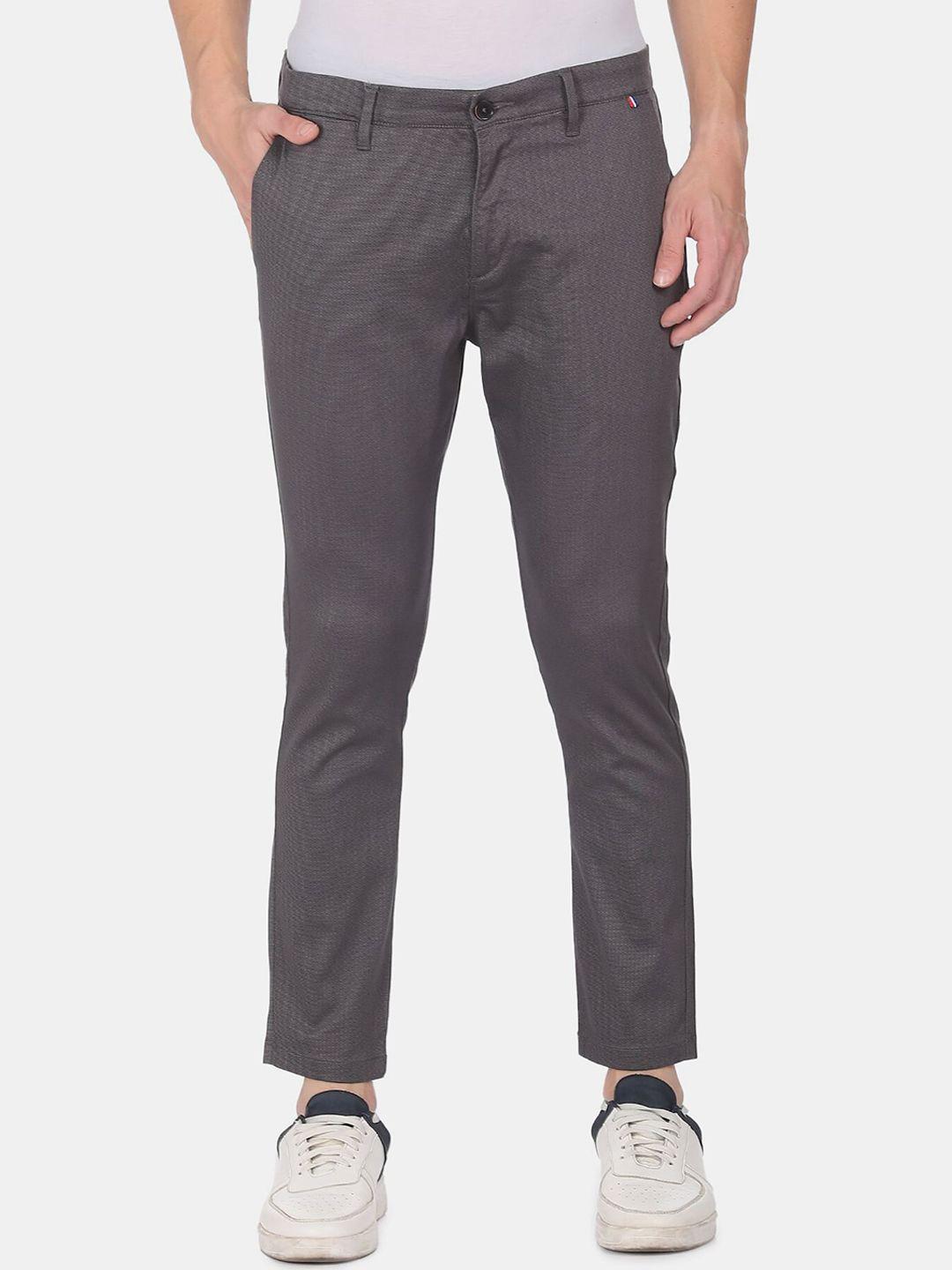 u.s. polo assn. men charcoal grey textured trousers