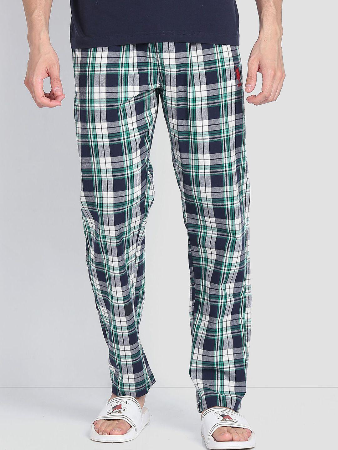 u.s. polo assn. men checked pure cotton lightweight lounge pant