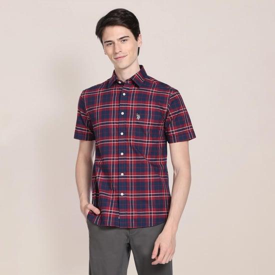 u.s. polo assn. men checked regular fit casual shirt