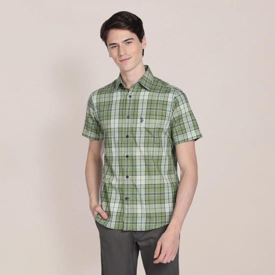 u.s. polo assn. men checked regular fit casual shirt