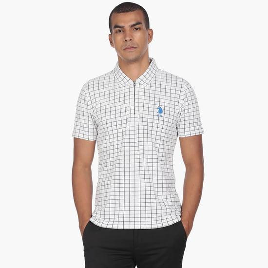 u.s. polo assn. men checked regular fit polo t-shirt