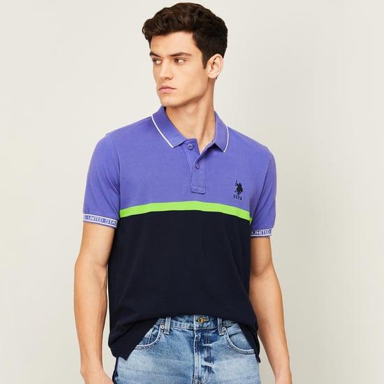 u.s. polo assn. men colour-blocked polo t-shirt