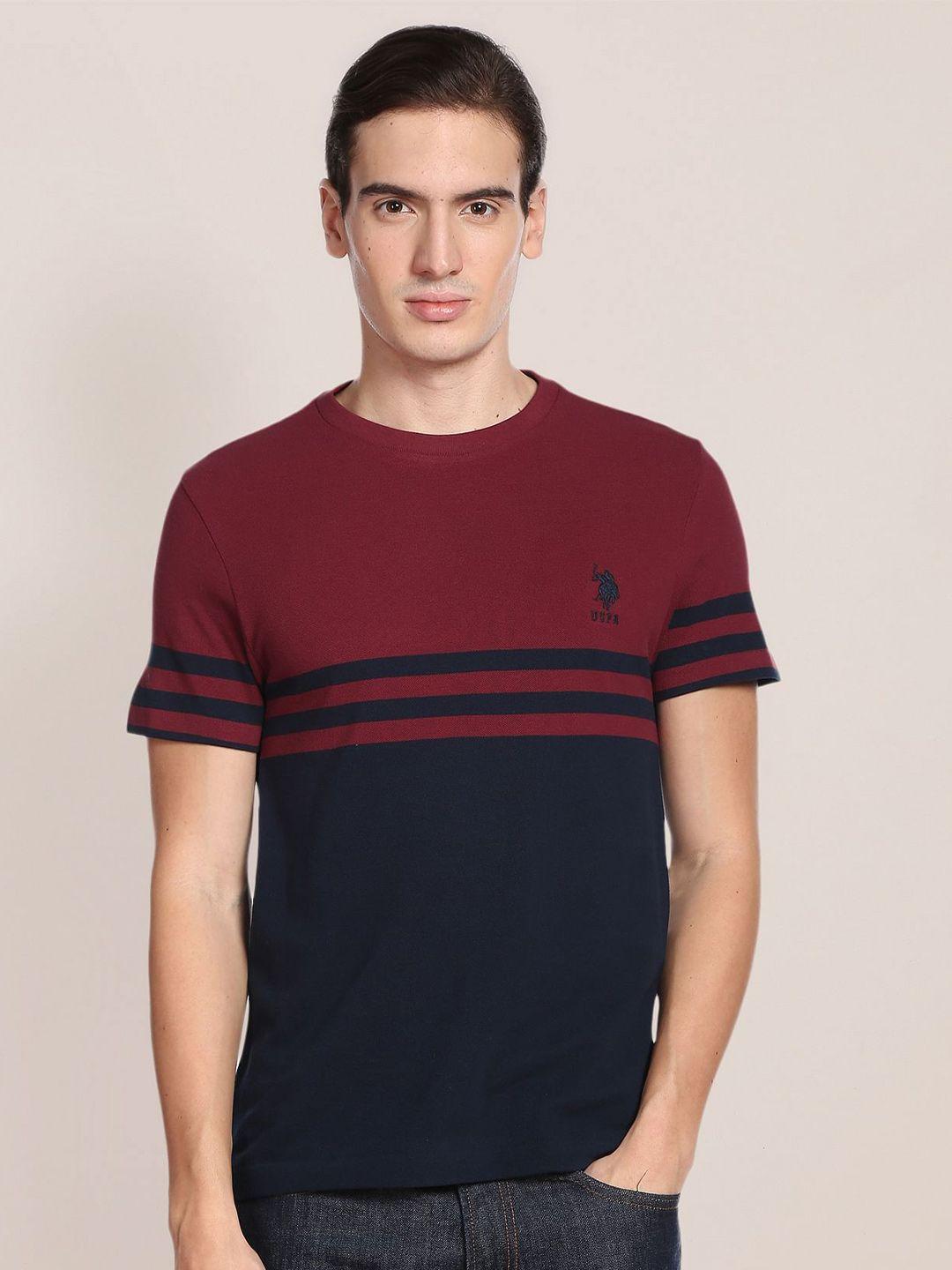 u.s. polo assn. men colourblocked cotton slim fit t-shirt