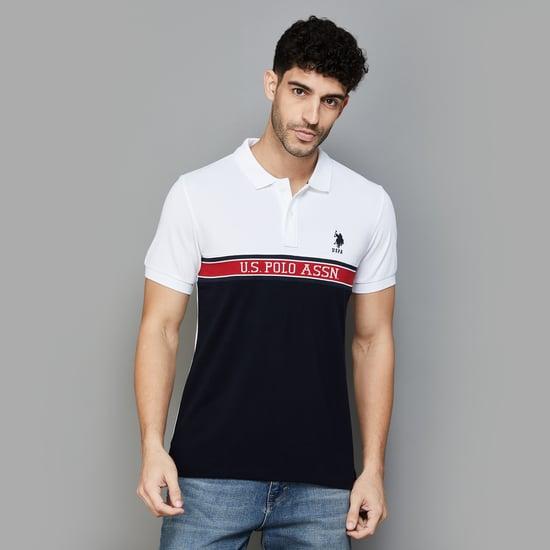 u.s. polo assn. men colourblocked polo t-shirt