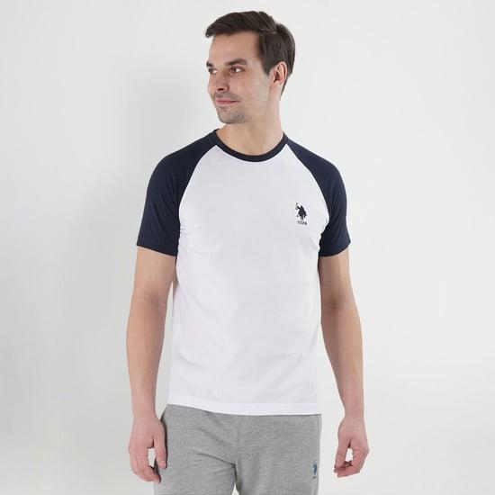 u.s. polo assn. men colourblocked raglan sleeves t-shirt