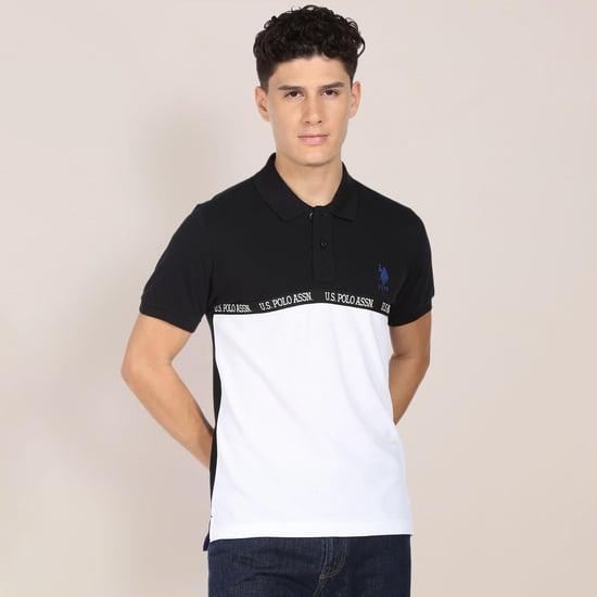 u.s. polo assn. men colourblocked regular fit polo t-shirt