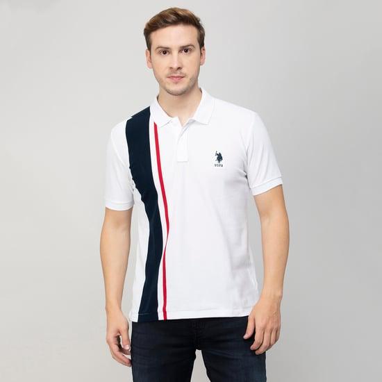 u.s. polo assn. men colourblocked slim fit polo t-shirt