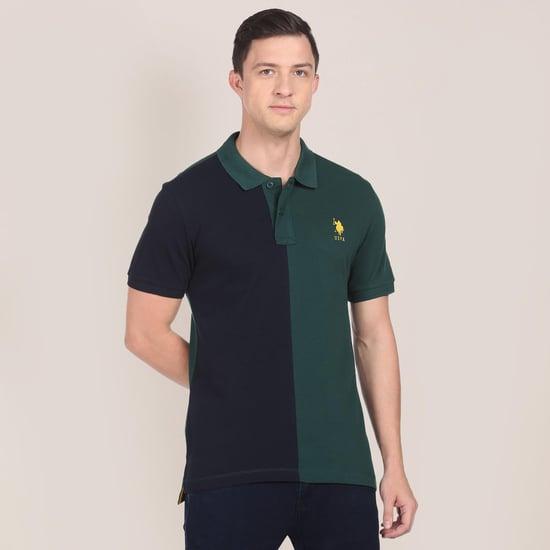 u.s. polo assn. men colourblocked slim fit polo t-shirt