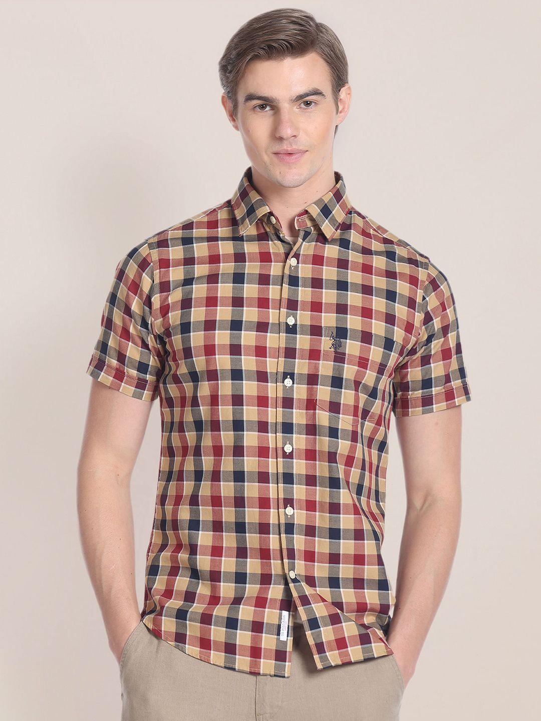 u.s. polo assn. men gingham checked casual shirt