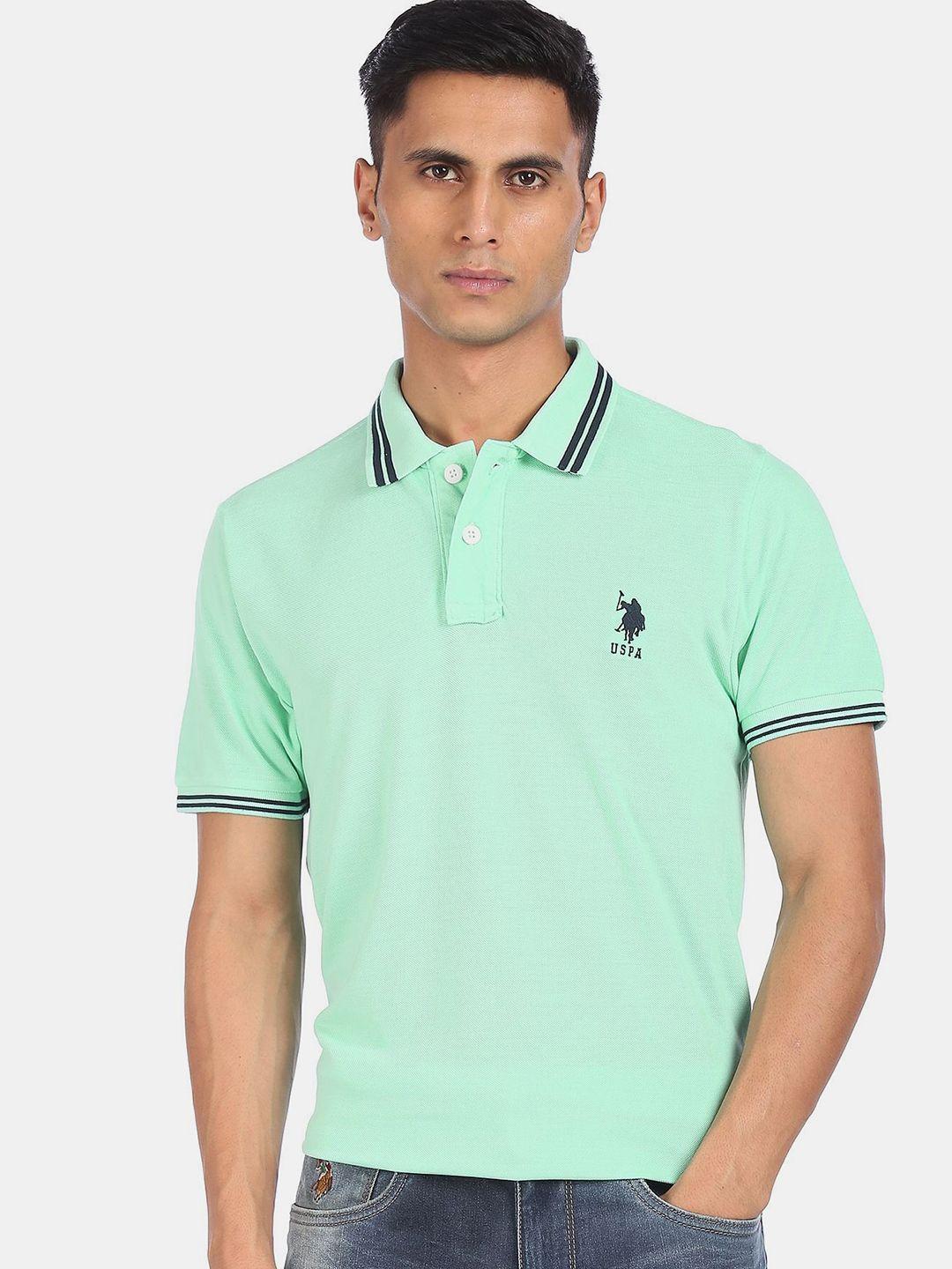 u.s. polo assn. men green polo collar applique t-shirt