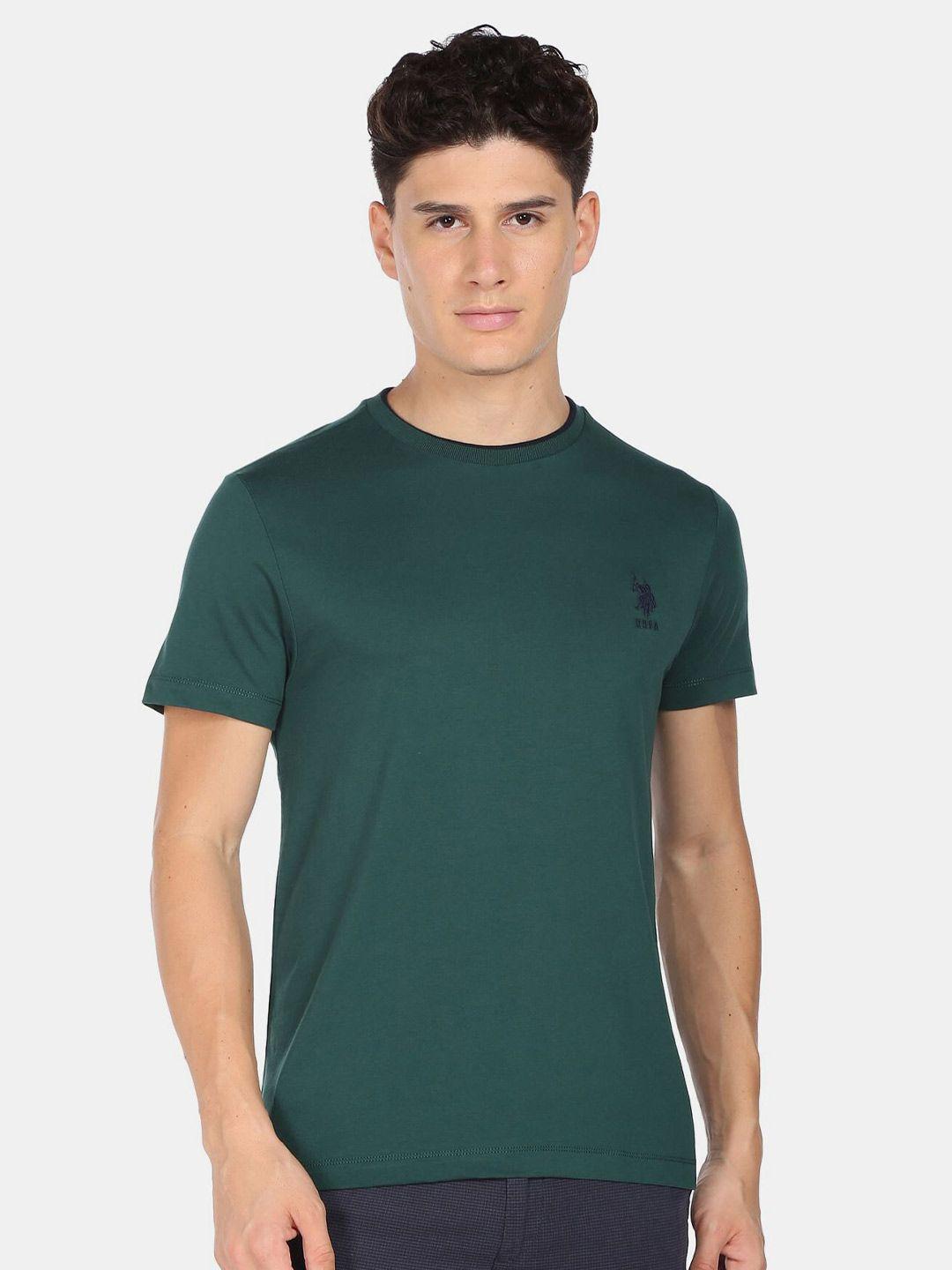 u.s. polo assn. men green stretchy tipped cotton t-shirt