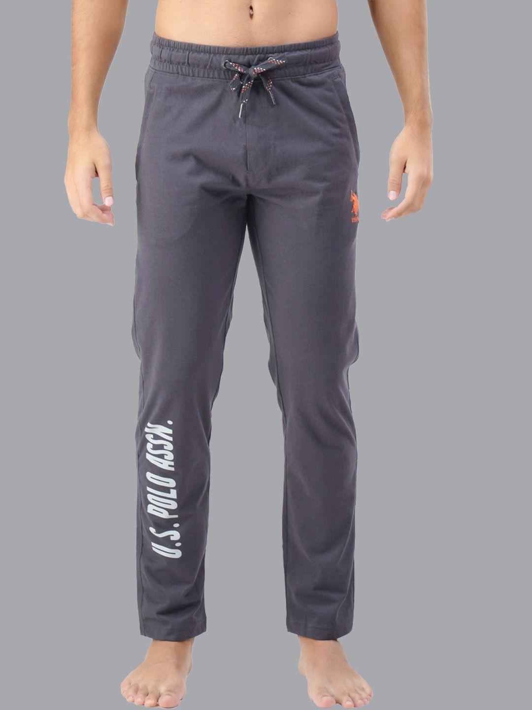 u.s. polo assn. men grey printed straight-fit lounge pants