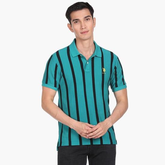 u.s. polo assn. men half sleeves striped polo t-shirt