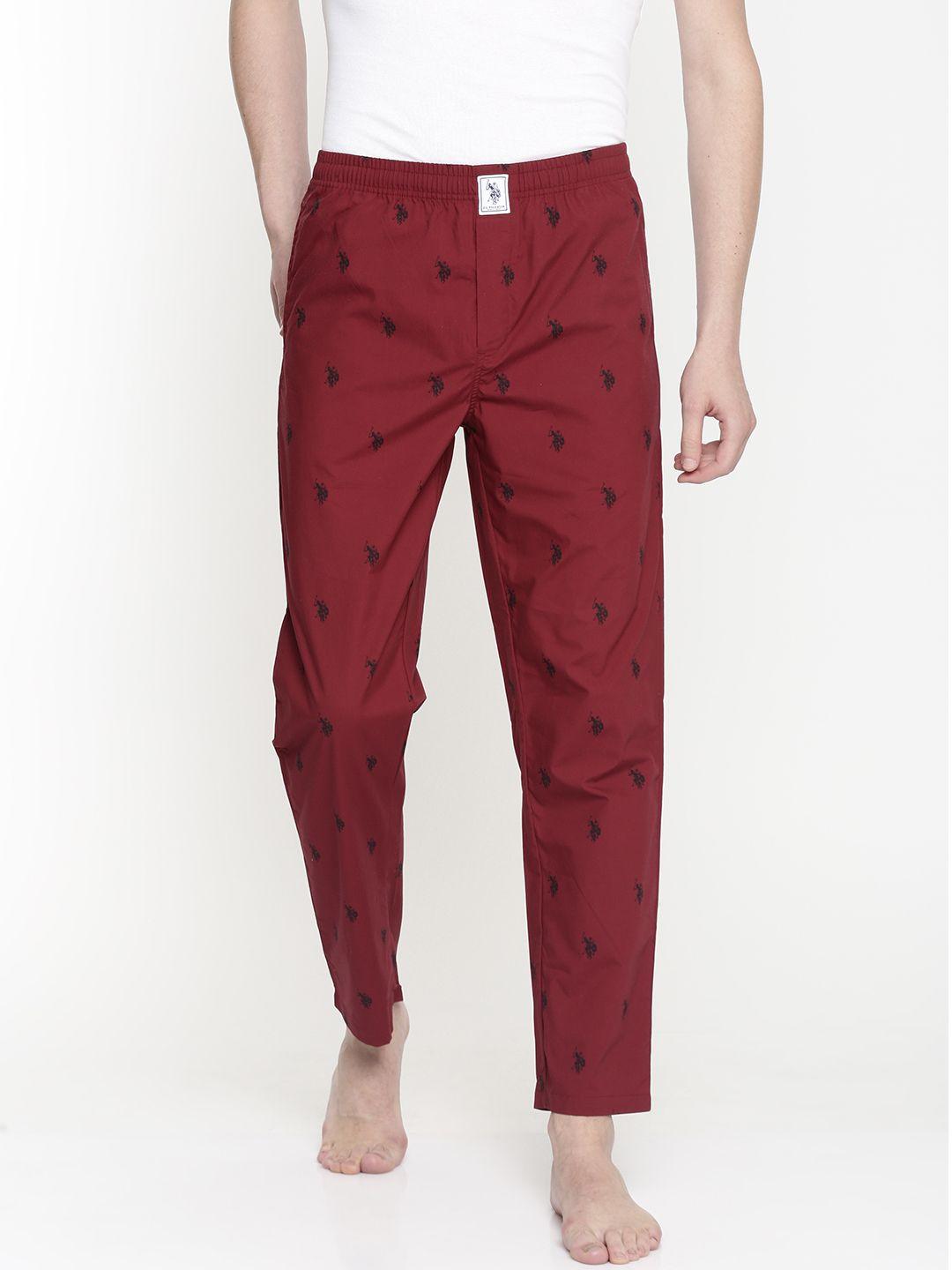 u.s. polo assn. men maroon printed lounge pants y9i506-240-rr