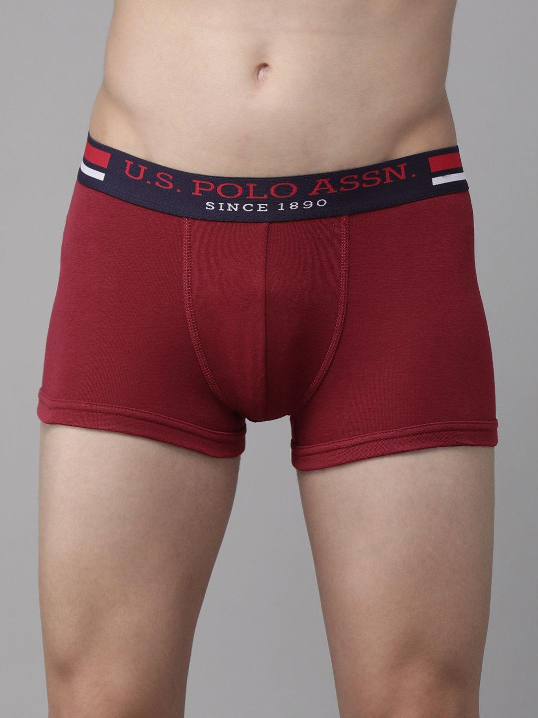 u.s. polo assn. men maroon solid pure cotton trunk i641-006-p1