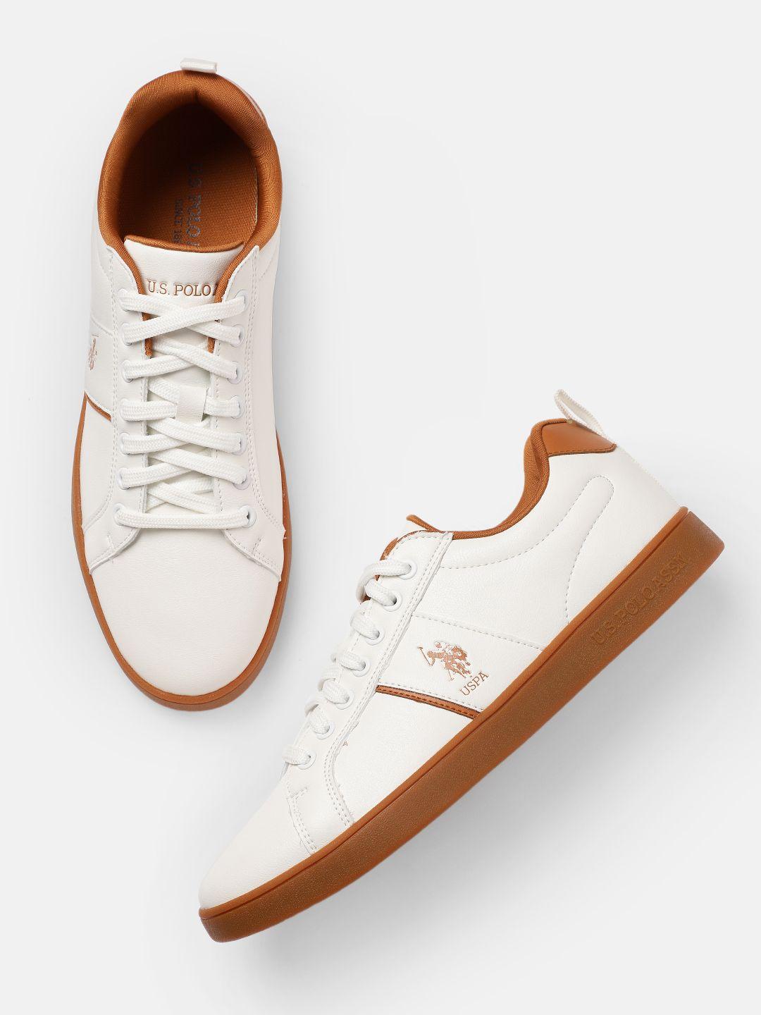 u.s. polo assn. men off white solid sneakers