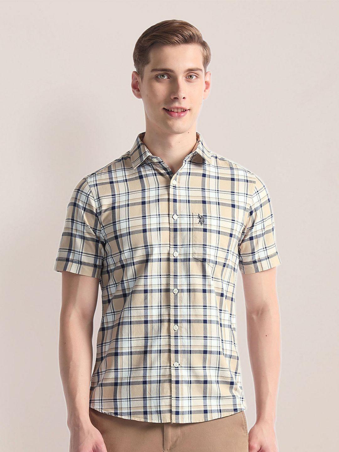 u.s. polo assn. men opaque checked casual shirt